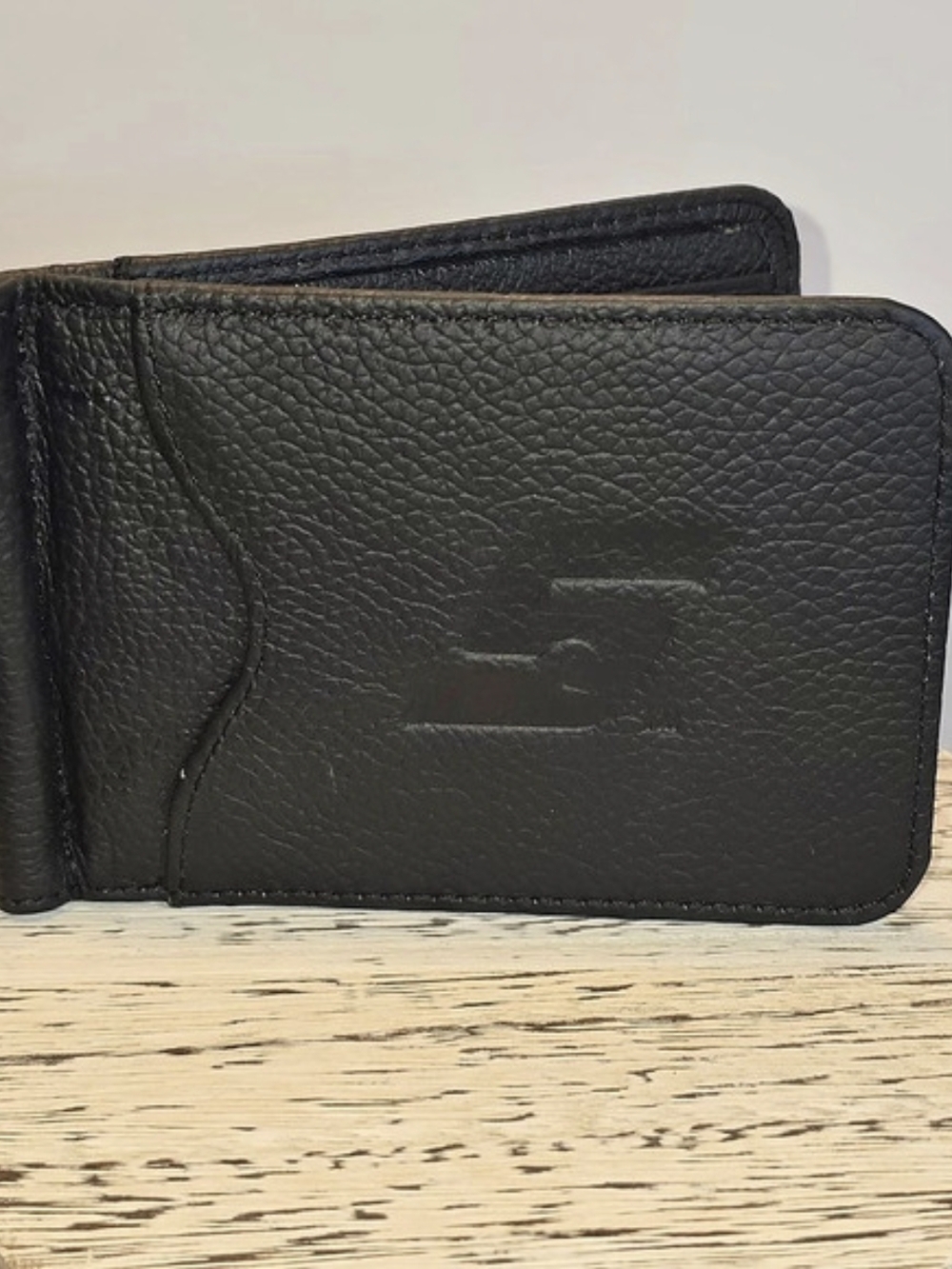 Snap-on Leather Money Clip Bifold Wallet Black